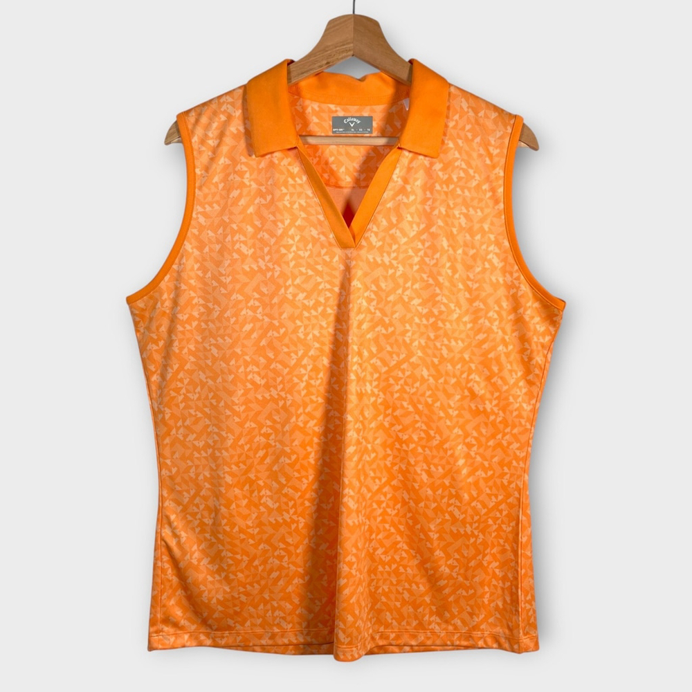 CALLAWAY Opti-Dri Top Women’s XL Sleeveless Polo Golf Performance Orange